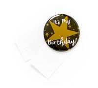 Amscan 9912113 - Gold & Black Adults Add-an-Age Birthday Badge & Stickers Includes Number & Letter Stickers for 1st to 100th - 6cm