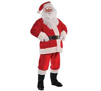 amscan Mens Deluxe Regal Plush Santa Claus Costume Father Christmas Suit Fancy Dress (Chest: 44" - 50")