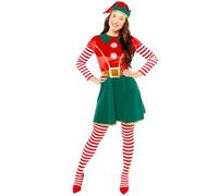 Amscan 9912324 - Christmas Deluxe Ladies Elf Fancy Dress Costume - 14-16