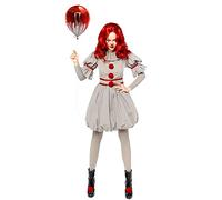 amscan 9912533 Ladies Pennywise The Clown Adults Fancy Dress IT Costume Circus Halloween Horror (UK Dress 12-14)
