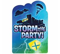 Amscan 9912578 - Kids Battle Royal Gamers Birthday Party Invitations - 8 Pack