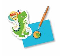 Amscan 9912587 - Dino-Mite Dinosaur Kids Birthday Party Postcard Invitations with Stickers & Envelopes - 8 Pack