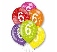 Amscan 9912730 - Primary Colour Mix Age 6 Birthday 11" Latex Balloons - 6 Pack