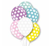 Amscan 9912743 - Assorted Pastel Polka Dots 11" Latex Balloons - 6 Pack