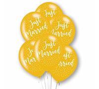 Amscan 9912799 - Gold Just Married 11" Latex Balloons - 6 Pack
