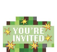 Amscan 9912921 - TNT Pixel Gamers Kids Birthday Party Postcard Invitations - 8 Pack