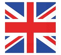 Amscan 9913037 Union Jack Paper Napkins Pack of 16 Great Britain Tableware Red White and Blue Royal Family Coronation Olympics National Theme 33cm x 33cm