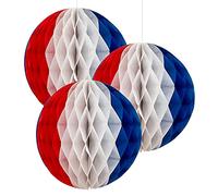 Amscan 9913050 RWB Honeycomb Decorations (6pks X 3Pcs, 18Cm)