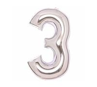 Amscan Balloon 9913066 Large Metallic Number 3 Silver