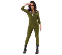 amscan 9913308 Adult Top Gun Maverick Pilot Jumpsuit Fancy Dress Pilot Costume Aviator Cruise (UK Size 8-10)
