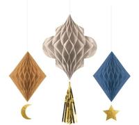 amscan 9913393 Ramadan Decoration, 3 Honeycomb Balls, Eid Mubarak Decoration
