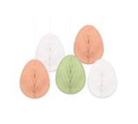 Amscan 9913405 - Easter Egg Shaped Paper Pastel Honeycombs Hanging Decorations - 5 Pack