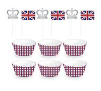 Amscan Party Cupcake Kit 9913799 Day to Remember Coronation - With Picks - Multicoloured - 24 Pack