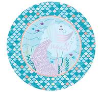 Amscan 9914382-66 - Mermaid Tales Kids Birthday Party Paper Round Plates - 8 Pack