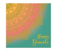 Amscan 9914459 - Diwali Powder Blue & Gold Luncheon Party Napkins - 16 Pack