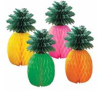Amscan 9914565 - Club Tropicana Summer Party Honeycomb Pineapple Decorations - 4 Pack