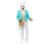 amscan 9914646 - Adults Plush Easter Bunny Jumpsuit & Hood Fancy Dress Costume (Small)