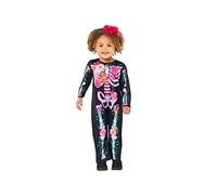 Amscan 9914796 Child Toddlers Floral Skeleton Fancy Dress Halloween Costume Girls Kids Cosplay (4-6 Years)