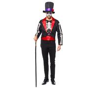 Amscan 9914948 - Men's Day of the Dead Jacket & Hat Adults Halloween Fancy Dress Costume Size: Medium