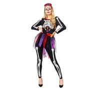 amscan 9914953 - Women's Day of the Dead Skeleton Adults Halloween Fancy Dress Costume Size: 12-14