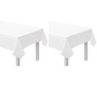 amscan 9915405-217 - White Eco-Friendly Re-usable Plastic Table Cover - 2.74m (Pack of 2)
