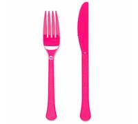 Amscan 9915411-202 - Bright Pink Eco-Friendly Re-usable Dishwasher Safe Mixed Cutlery - 24 Pack