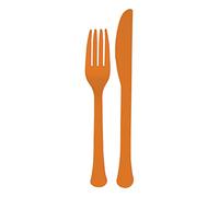 Amscan 9915411-204 - Orange Eco-Friendly Re-usable Dishwasher Safe Mixed Cutlery - 24 Pack