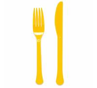 Amscan 9915411-205 - Buttercup Yellow Eco-Friendly Re-usable Dishwasher Safe Mixed Cutlery - 24 Pack
