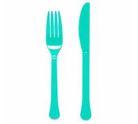 Amscan 9915411-207 - Pastel Mint Green Eco-Friendly Re-usable Dishwasher Safe Mixed Cutlery - 24 Pack