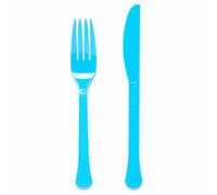 Amscan 9915411-210 - Bright Blue Eco-Friendly Re-usable Dishwasher Safe Mixed Cutlery - 24 Pack