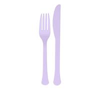 Amscan 9915411-212 - Pastel Lilac Eco-Friendly Re-usable Dishwasher Safe Mixed Cutlery - 24 Pack