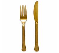 Amscan 9915411-214 - Gold Eco-Friendly Re-usable Dishwasher Safe Mixed Cutlery - 24 Pack