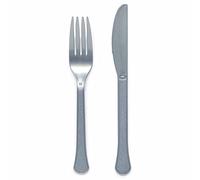 Amscan 9915411-215 - Graphite Grey Eco-Friendly Re-usable Dishwasher Safe Mixed Cutlery - 24 Pack