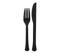 Amscan 9915411-216 - Charcoal Black Eco-Friendly Re-usable Dishwasher Safe Mixed Cutlery - 24 Pack