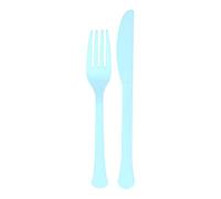Amscan 9915411-218 - Clear Sky Blue Eco-Friendly Dishwasher Safe Mixed Cutlery - 24 Pack