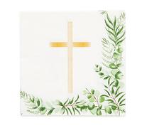 Amscan 9915622 Botanical Celebration Cross Luncheon Napkin- 20 Pack, Gold