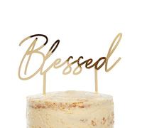 Amscan 9915630 - Botanical Celebration Christening, Communion or Confirmation 'Blessed' Acrylic Cake Topper - 18 cm