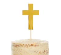 amscan 9915976 Botanical Celebration Large Cross Cake Topper, Tableware, Gold