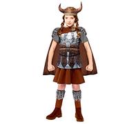 Amscan 9916056 Girls Curriculum Viking Queen Deluxe Historical Costume, Brown, 4-6 Years