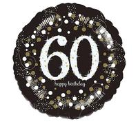 Amscan 9916504 - Gold Sparkling Celebration 60th Birthday Round Foil Balloon - 18"