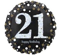 Amscan 9916673 - Gold Sparkling Celebration 21st Birthday Round Foil Balloon - 18"