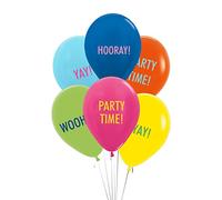 Amscan 9917131 - Hooray! Party Time! Message 11" Latex Balloons - 6 Pack