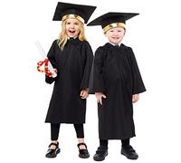 amscan 9917592 Unisex Kids Graduation Robe & Mortar Board Hat, Children, Black, 3-4 Years