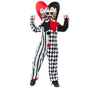 amscan 9917861 Boys Halloween Two Faced Jester Clown Fancy Dress Costume, Multi, 12-14 Years