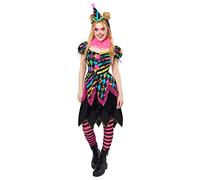 amscan 9917873 Women's Halloween Funhouse Horror Clown Fancy Dress Costume, Multi, Size: 18-20
