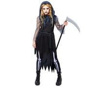 amscan 9917944 Women's Halloween Grim Reaper Fancy Dress Costume, Multi, Size: 12-14