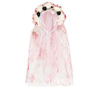 amscan 9918070 - Adults Halloween Zombie Bride Bloody Mesh Veil Headband