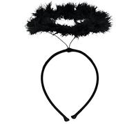 amscan 9918073 - Adults Halloween Black Angel Halo Faux Feathers Headband