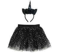 amscan 9918109 - Kids Halloween Dark Unicorn Dress Up Kit - Black Tutu & Horned Headband Age: 3-8 Years