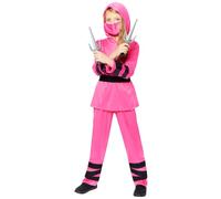 amscan 9918147 - Girls Pink & Black Ninja World Book Day Fancy Dress Costume with Mask Age: 10-12 Yrs
